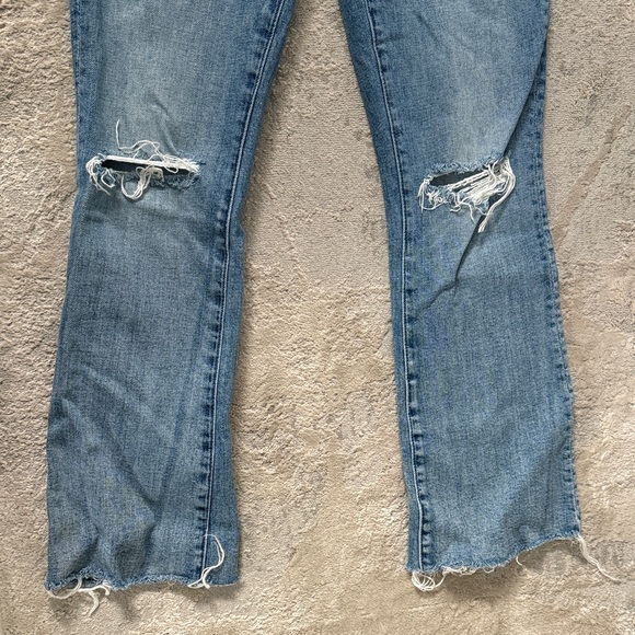 MOTHER Blue Distressed Flare Jeans - Picture 4 of 5